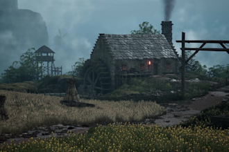 3d game environment 3d game background level design high poly in blender, unity