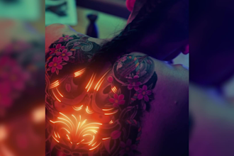 make neon glowing effects on your tattoo for tik tok video