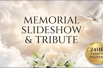 create a beautiful and emotional memorial funeral tribute video slideshow