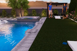 backyard, landscape design, architectural landscape plan, 3d landscape design