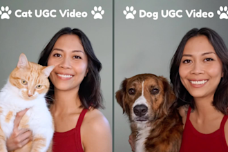 create dog or cat ugc video ads for your pet products and services