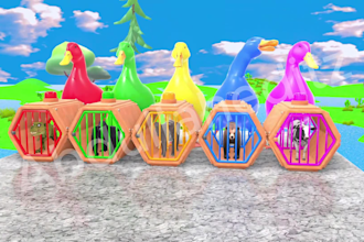 create 3d crossing fountain cartoon for kids paint animal games