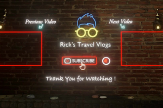 create premium neon theme youtube intro, outro, and endcards