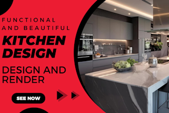 do kitchen interior design and photorealistic rendering