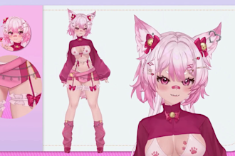 draw and rig 2d vtuber model vtuber model live2d vtuber 2d anime vtuber rigging