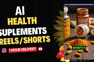 create ai health supplement reels, tiktok videos, and youtube shorts for you