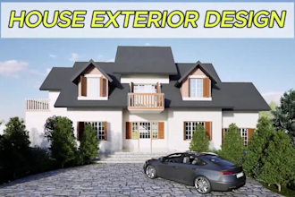design 3d house exterior, house front design, real estate, residental