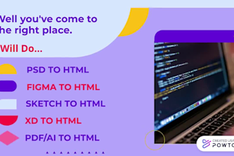 convert psd to html, xd, figma to html responsive bootstrap