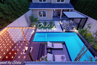do landscape ,garden design, backyard, pool, and patio