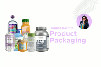 design label, box packaging or pouch with all files in 24 hours