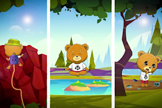 create your 2d character and make a cartoon animation, explainer video