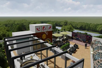 create 3d exterior rendering of house, commercial, warehouse