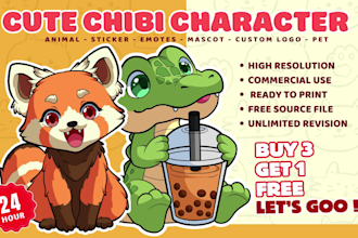 draw a custom chibi animal, pet or mascot