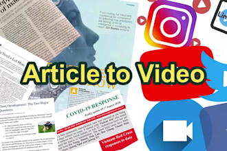 convert article blog text into youtube facebook instagram video with voiceover