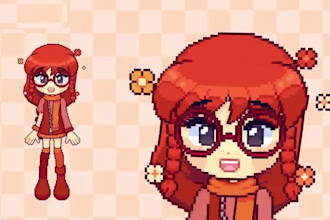 draw and rig pixel live2d vtuber, chibi png tuber, pixel anime streaming avatar