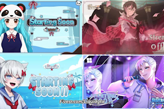 design animated vtuber overlay anime for twitch streamer
