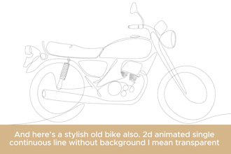 create minimalist hand drawn one line vehicle art and 2d animation