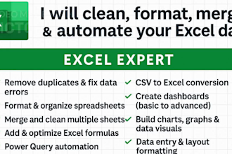 clean, split, merge, format, organize, fix excel, CSV data