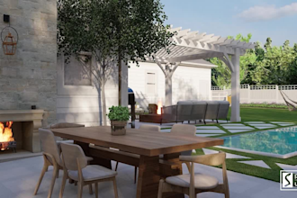design front yards, backyards, swimming pool and landscape