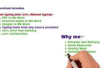 be your typist for fast typing job,within 24 hours