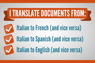 translate from french to italian and vice versa very low prices