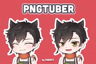 create chibi pngtuber for stream, discord, vtuber and twitch