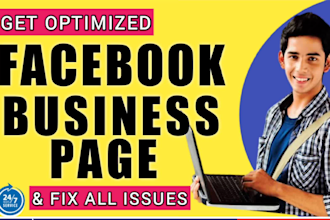 create, fix  and optimize facebook business page setup
