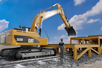 create 3d industrial agricultural animation excavator machine heavy equipment