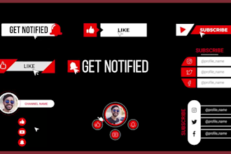 create subscribe, bell notification, lower third animation