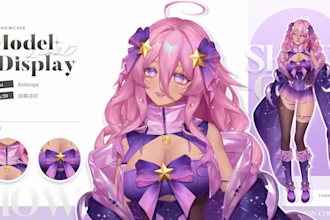 draw and rig 2d vtuber, live2d model, vtuber character, anime using live2d