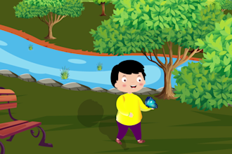 animate 2d kids cartoon with visual effects for you