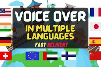 do a voice over in spanish, french, german, english, italian, arabic