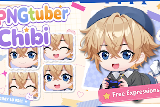 create cute chibi png tuber avatar for streaming