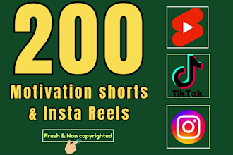 create 200 motivation youtube shorts and intagram reels