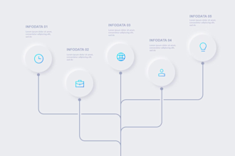 design PPT timeline infographics, organization workflow chart structure diagram