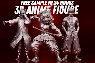 create 3d anime figurine, sculpting and action figure for printing