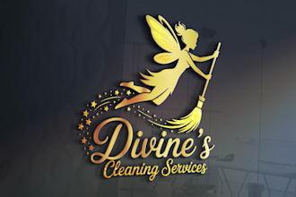 design cleaning service logo with brand identity, branding kit