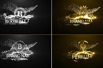 create golden and silver metallic particles logo animation