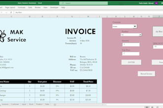 design auto calculated excel invoice or receipt and templates for your business