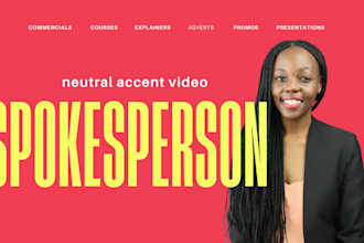 be your female video spokesperson with a neutral accent