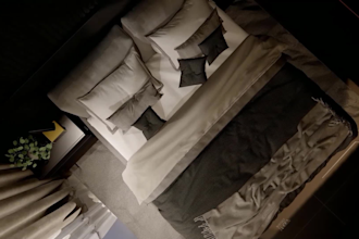 do luxurious interior, bed, living, kitchen, rendering, animation