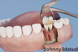 create 3d dental implants animation, dental surgery , oral procedures