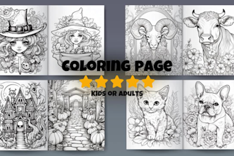 make coloring book pages for kids or adults with book cover