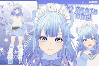 create 3d vroid model for vtuber, vrchat avatar, vroid, anime, 3d character
