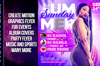 create animate motion graphics flyer, dj flyer, event flyer, party flyer
