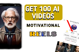 provide 100 ai motivational instagram, tiktok, youtube reels