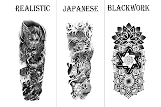 create professional custom tattoo design, tattoo sleeve