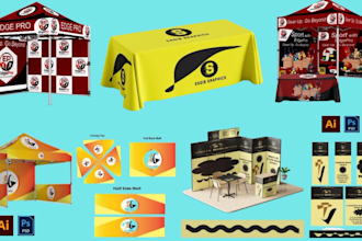 design tent, feather flag, table cover and canopy tent