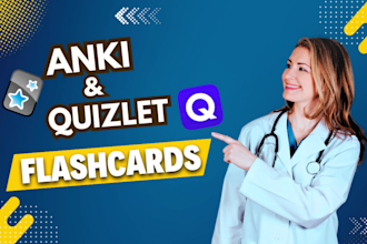 make professtional anki and quizlet flashcards for you