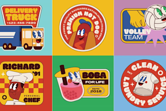 design 3 retro vintage classic cartoon  logo design